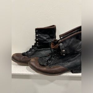 Vintage 80’s Leather Justin Laredo Boot Size 9 Black Brown